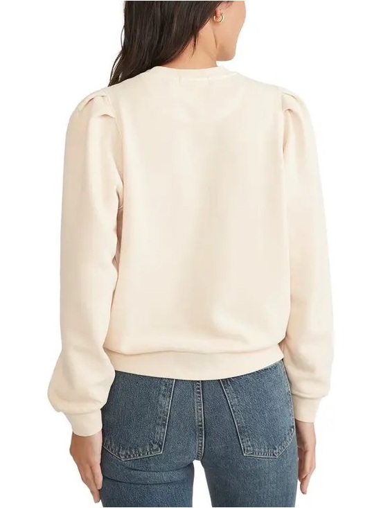 Marine Layer Enya Puff Sleeve Sweatshirt Beige Crewneck Cotton S 25229 - Picture 5 of 15